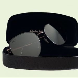 SALVATORE FERRAGAMO
Grey Square Unisex Sunglasses - Gently Used with Hard Case
